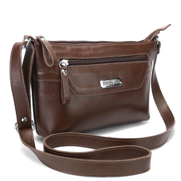 Bolsa Feminina Transversal Pequena em Couro Legitimo Café