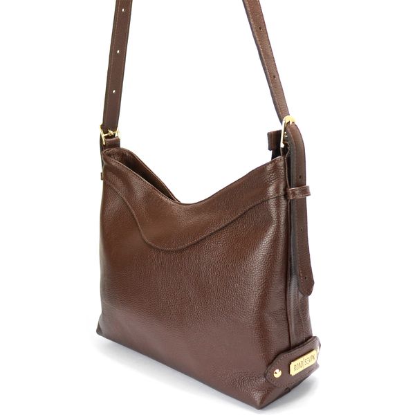 Bolsa Feminina Transversal e Ombro com Regulagem Sacola Média em Couro Legitimo Café