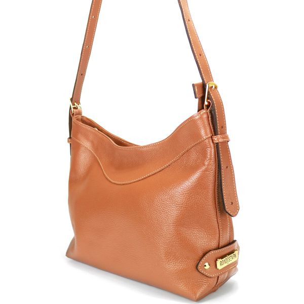 Bolsa Feminina Transversal e Ombro com Regulagem Sacola Média em Couro Legitimo Caramelo 