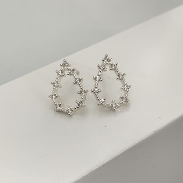 Brinco Gota Com Zirconia Prata 925