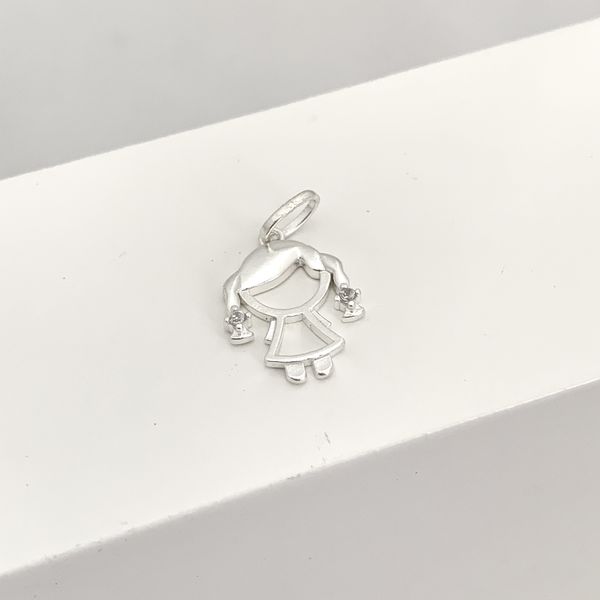 Pingente Menina com Zirconia Prata 925
