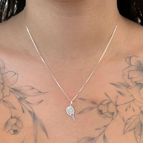 Corrente Prata Legitima 925 com Pingente Raquete Beach Tennis