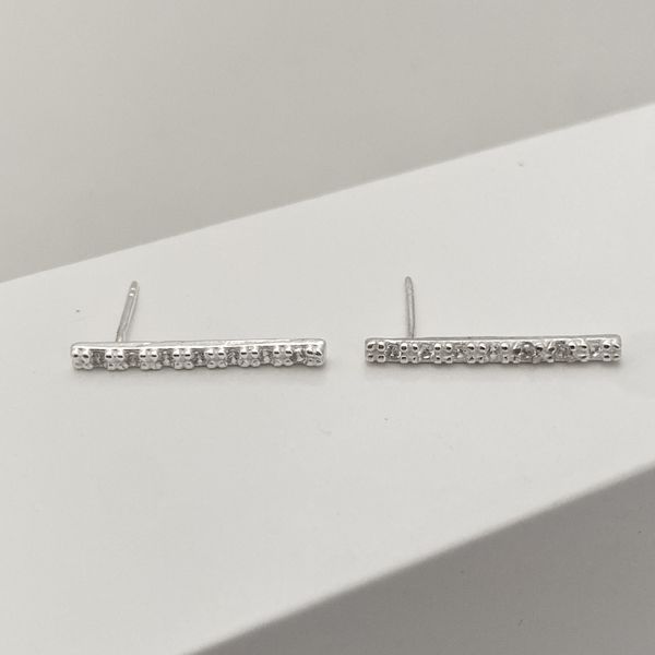 Brinco Palito Grande com Zirconia Prata 925