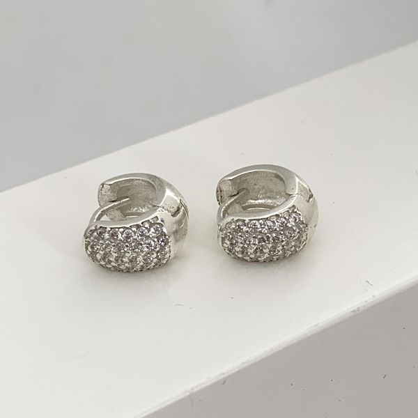 Brinco Argola Abaulado com Zirconia Prata 925