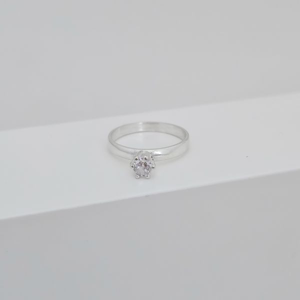 Anel Solitario Zirconia Cristal Prata 925