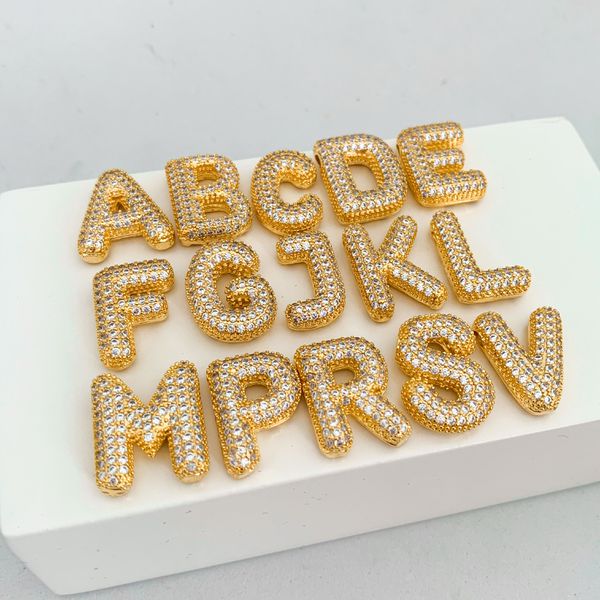 Pingente Letras Cravejada Em Zirconias Banhado a Ouro 18k