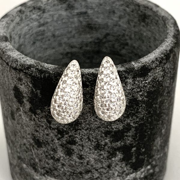Brinco Gota Media Cravejada Zirconia Prata 925