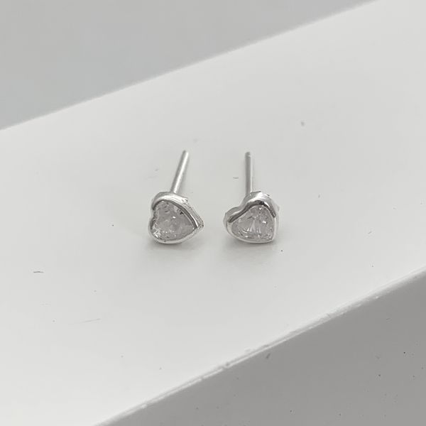 Brinco Baby Coraçao Zirconia Cristal Prata 925