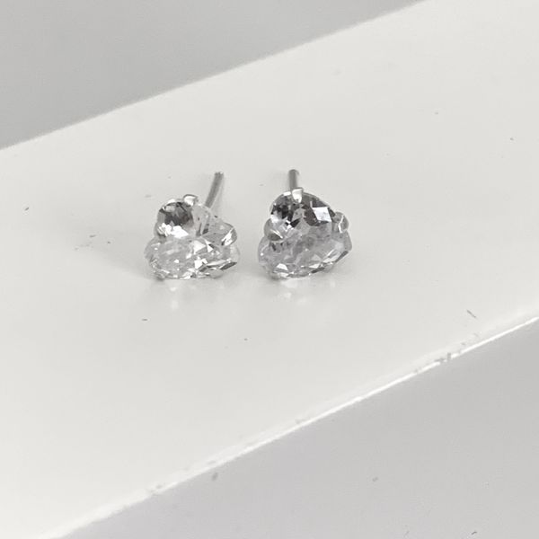 Brinco Coraçao Zirconia Cristal 6x6mm Prata 925