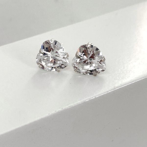 Brinco Coraçao Zirconia Cristal 10x10mm Prata 925