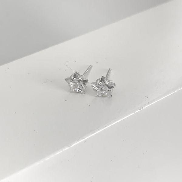 Brinco Estrela Zirconia Cristal 6x6mm Prata 925