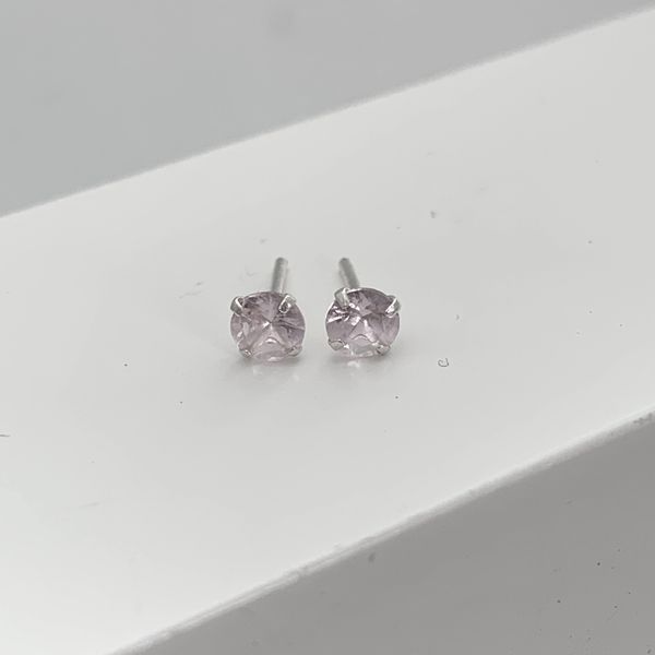 Brinco Baby 5mm Zirconia Rosa Prata 925