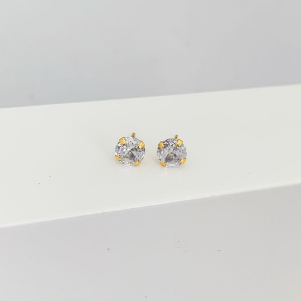 Brinco Solitário 6mm Banhado a Ouro 18k