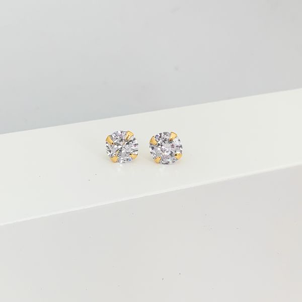 Brinco Solitário 8mm Banhado a Ouro 18k