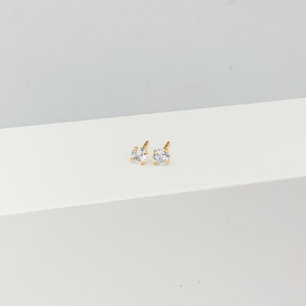 Brinco Solitário 4mm Banhado a Ouro 18k