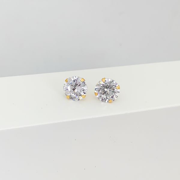 Brinco Solitário 10mm Banhado a Ouro 18k 