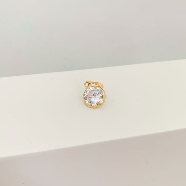 Pingente Solitário Zirconia Cristal 8mm Banhado a Ouro 18k