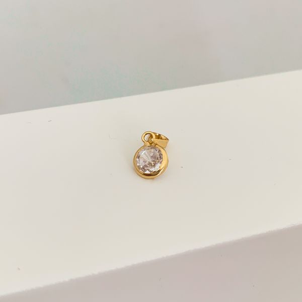 Pingente Solitário Zirconia Cristal 6mm Banhado a Ouro 18k 