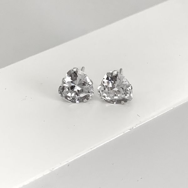 Brinco Coraçao com Zirconia Cristal 8x8mm Prata 925