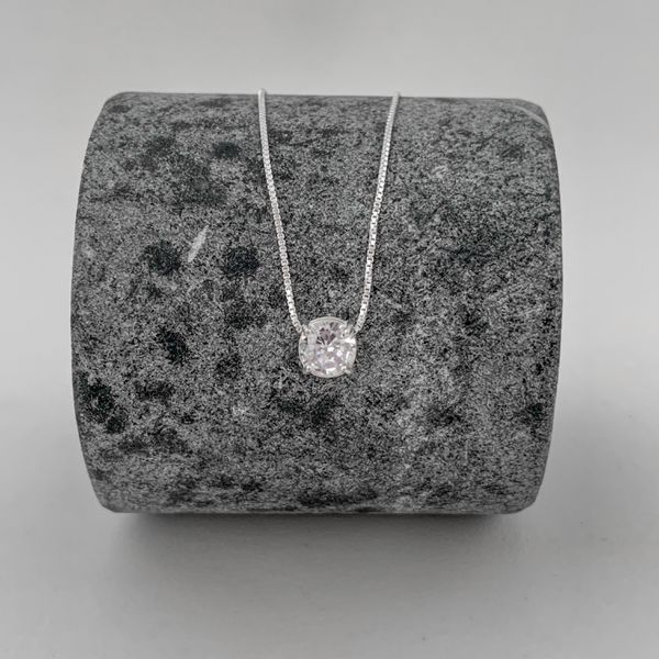 Colar Ponto de Luz Zirconia Cristal Prata 925