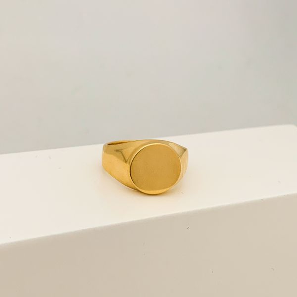 Anel Sinete Redondo Banhado a Ouro 18k