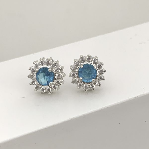Brinco Redondo Zirconia Azul Prata 925