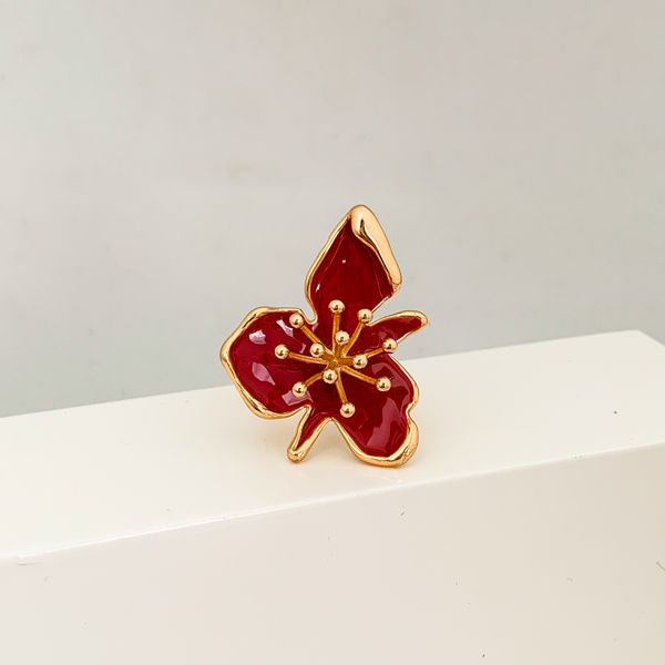 Anel Flor Resina Banhado a Ouro 18k