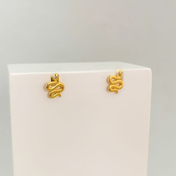 Brinco Cobra Olho Zircônia Banhado a Ouro 18k 