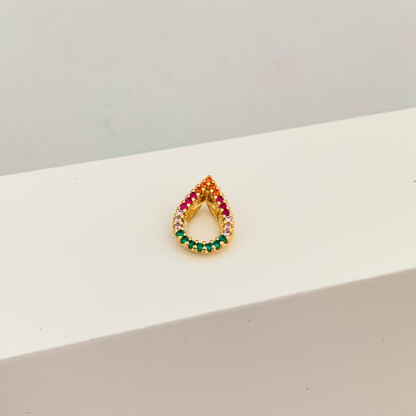 Pingente Gota com ZIrconia Colorida Banhado a Ouro 18k