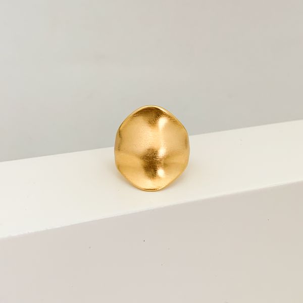 Anel Liso Acetinado Banhado a Ouro 18k