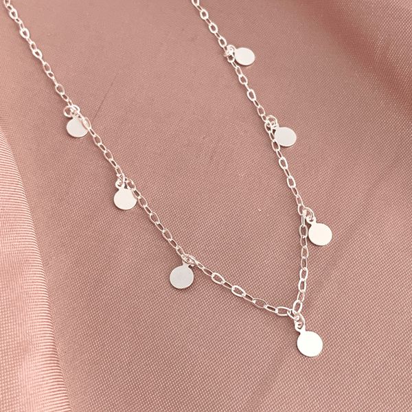 Choker com Pingente Medalhas Lisas Prata 925