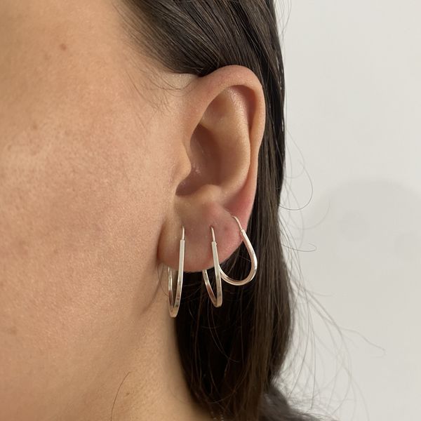 Kit Argola Gota Prata Legitima 925 Fio Quadrado