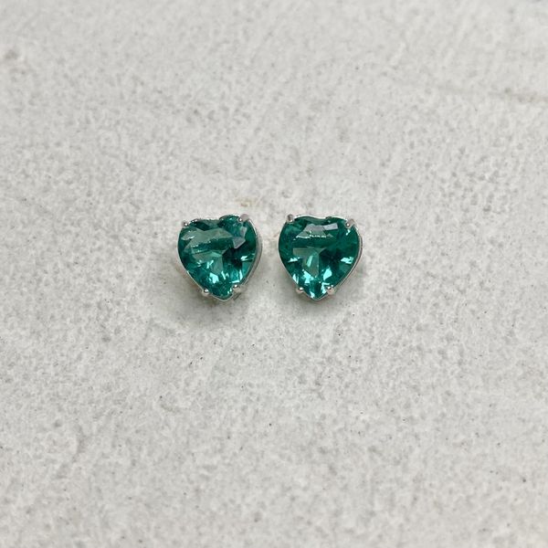 Brinco Coração Verde Claro Prata 925 