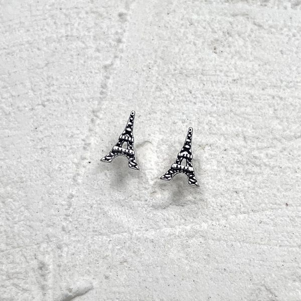 Brinco Torre Eiffel Envelhecido Infantil Prata 925