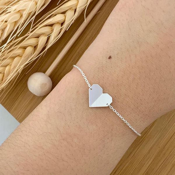 Pulseira Coração Origami Prata 925 