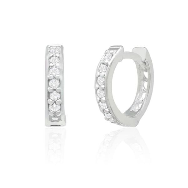Argola Média Cravejada de Zircônia Branca Prata 925
