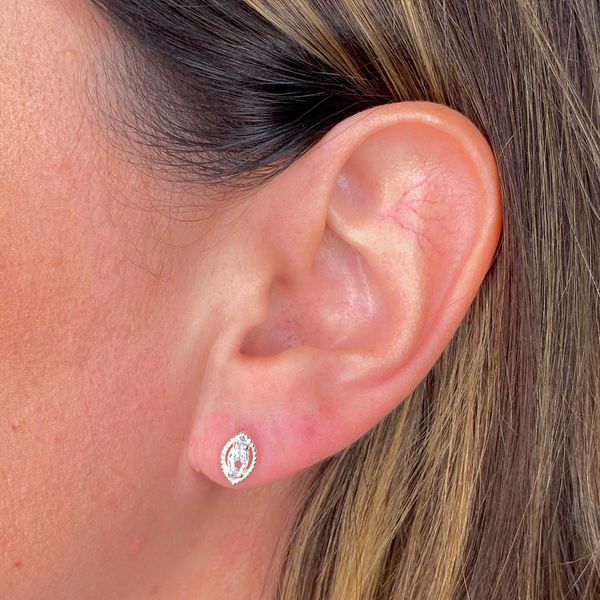 Brinco Prata Legítima 925 Zircônia Navete