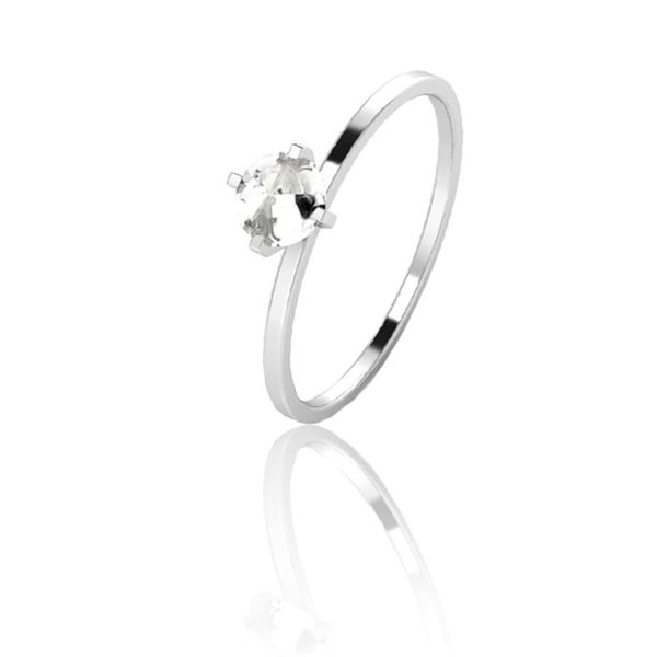 Anel Solitário Redondo Zircônia 5 mm Cristal Prata 925