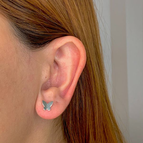 Brinco Prata Legitima 925 Origami Borboleta Lisa 