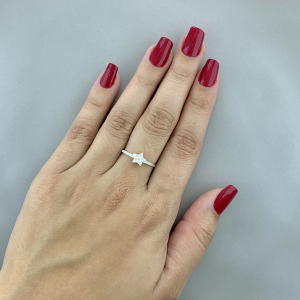 Anel Prata Legitima 925 Estrela Com Zirconia