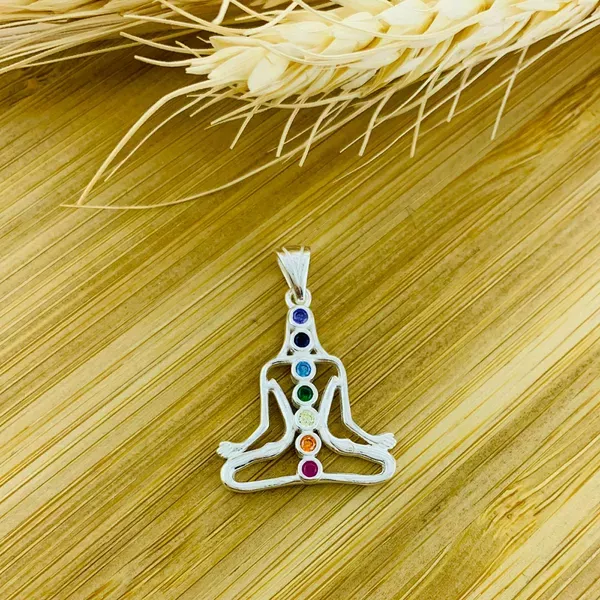 Pingente Meditação 7 Chakras Prata 925