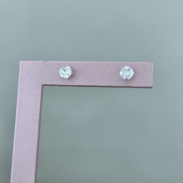 Brinco Solitario Zirconia 6mm Prata 925