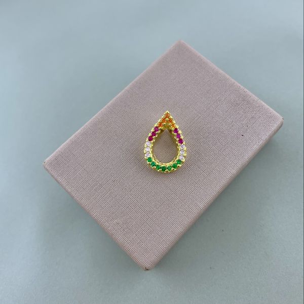 Pingente Gota com ZIrconia Colorida