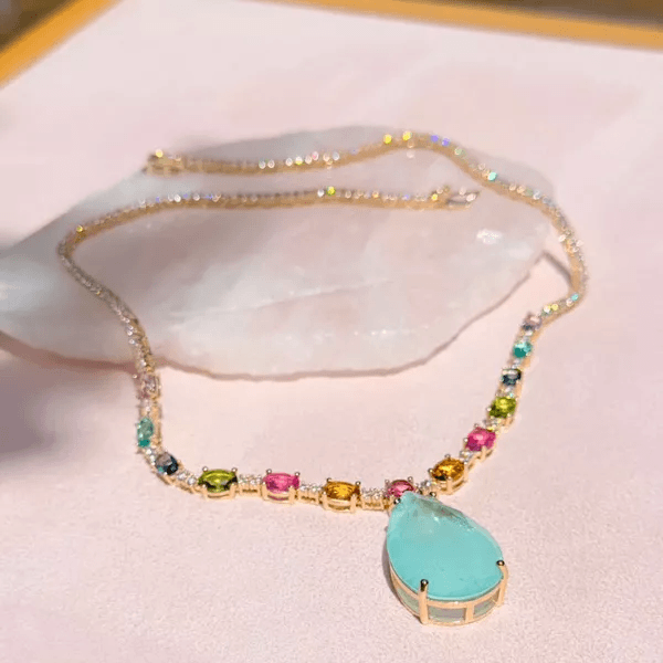 Colar Cravejado com Zircônia e Pedra Fusion Banho ouro 18k 
