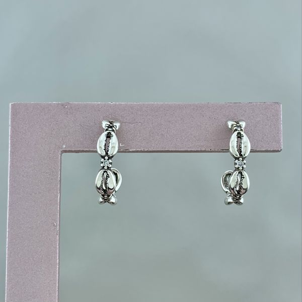 Brinco Meia Argola Prata Legítima 925 5 Buzios Envelhecido