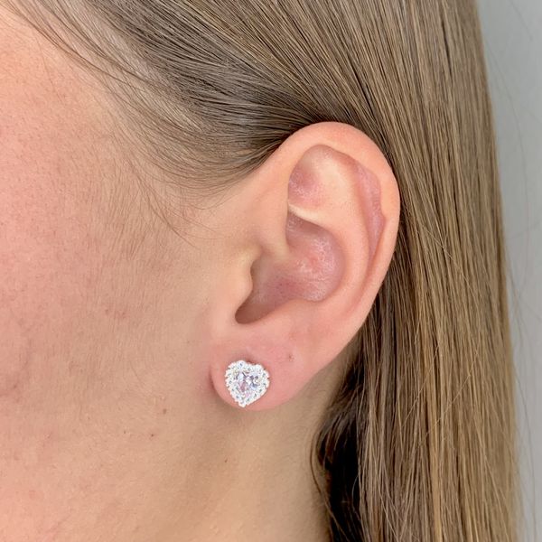 Brinco Coração Cristal Com Zirconia Prata 925