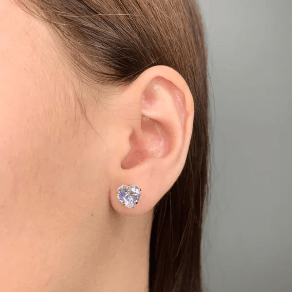 Brinco Coração Zirconia 8x8 Semijoia
