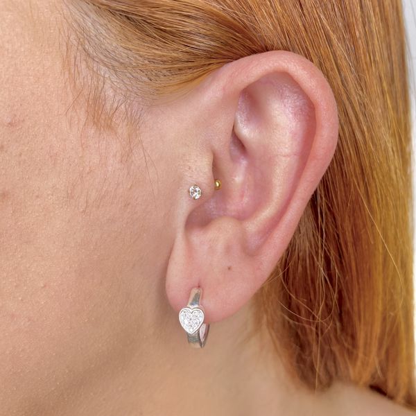 Brinco Prata Legitima 925 Argola Click Coração Zirconia 
