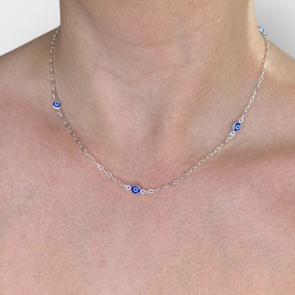 Choker Olho Grego Resinado Prata 925