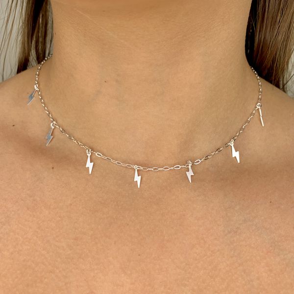 Choker Com Pingentes Raio 2,5Gr Prata 925